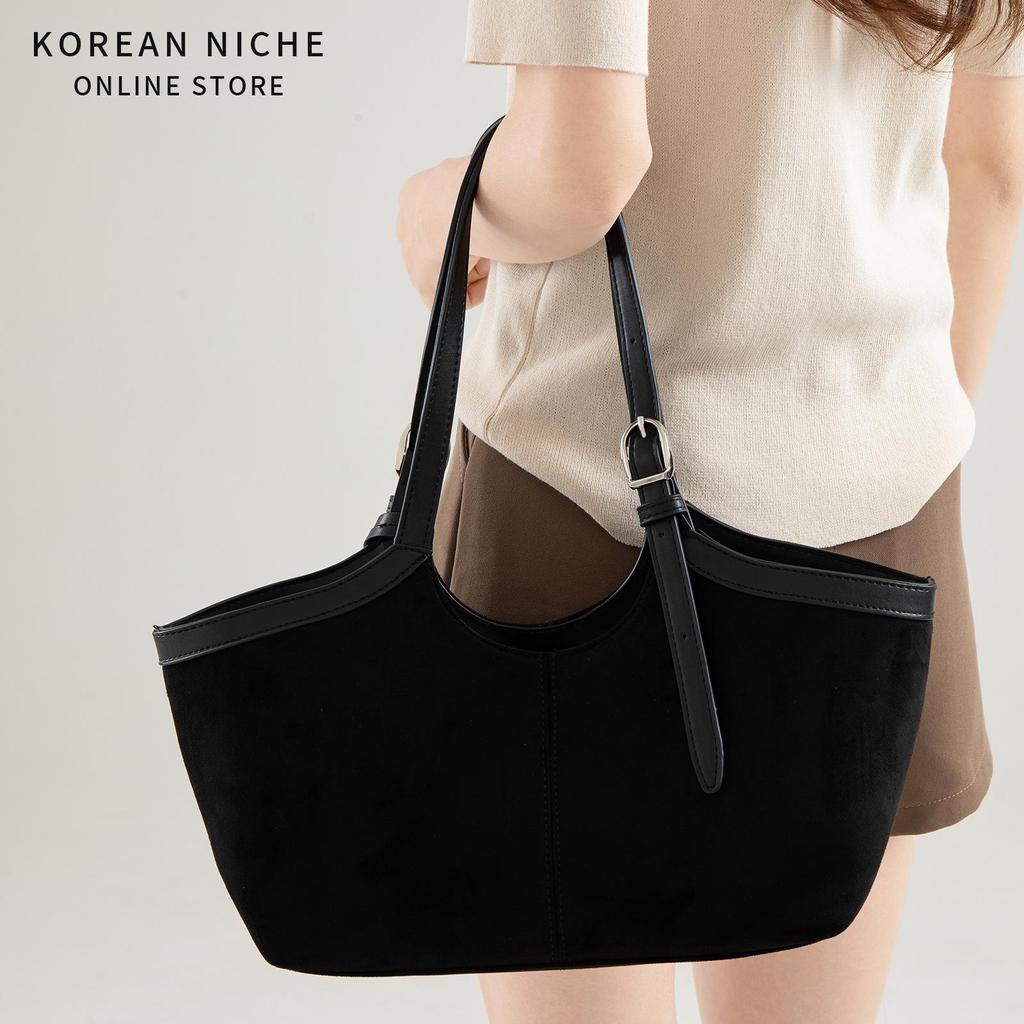 New Suede Tote Bag for Women, Large Capacity, Niche, High-end, Versatile Shoulder Bag, Retro Style