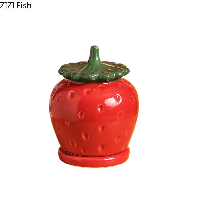 Creative Fruits Toothpick Holder Cotton Swab Can Apple/pear Shape Ceramic Jar Desktop Organizer Dental Floss Box Storage Jars