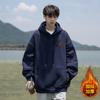 Men S Hong Kong Style Fleece Thick Loose Hooded Sweatshirt