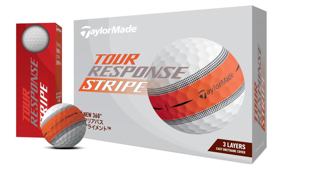 TaylorMade TMJ24 TourResp Stripe ORG (12-Pack) Tour Response Stripe Orange Golf Balls, 2024 Model