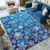 White Snowflakes On Blue Background Patterned Carpet, Suitable As a Non Slip Play Mat for the Living Room and Bedroom Sofa