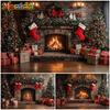 Mocsicka Christmas Tree Photography Backgrounds Home Red Xmas Gifts Snow Decorations Party Child Adult Photo Backdrops Wallpaper