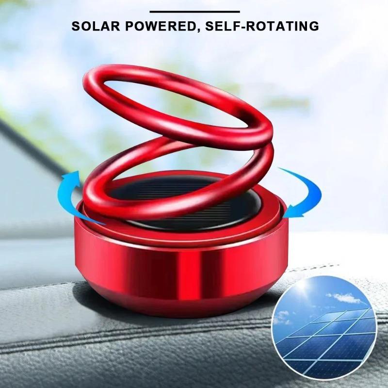Solar Energy Double Ring Aroma Diffuser Solar Powered Car Air Freshener Rotating Suspension Car Decoration Accessories with Aroma Tablet