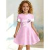 Cute Dress for Young Girls, Short Sleeved Round Neck Children's Party A-line Dress Suitable for Birthday Gifts