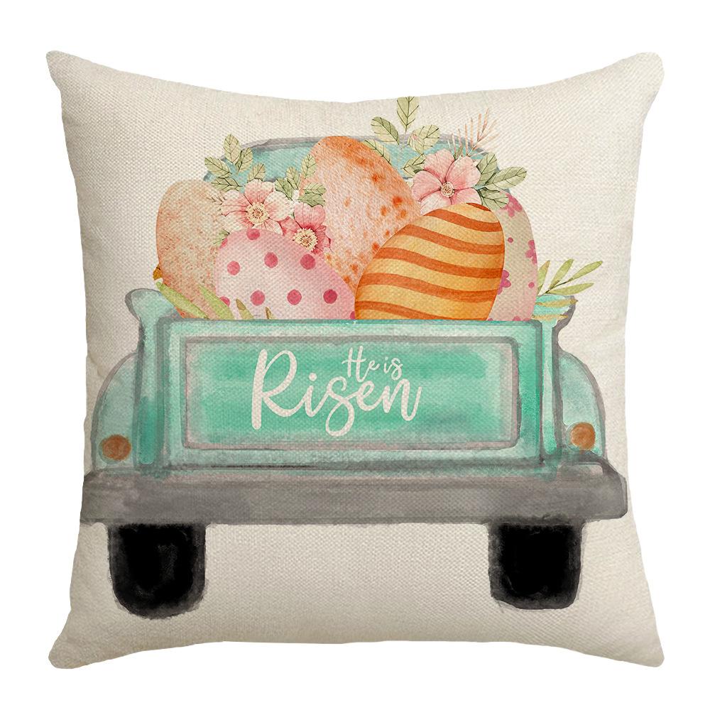 

New Easter Pillow Case Cushion Cartoon Rabbit Letter Print Home Sofa Bedside Waist Pillow 45 * 45Cm (throw pillow without core)
