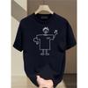 European Sizes Cotton T-shirt, Men's Top - Simple Drawing Style Character Image | Men's Pattern Printed T-shirt | Retro Nostalgia