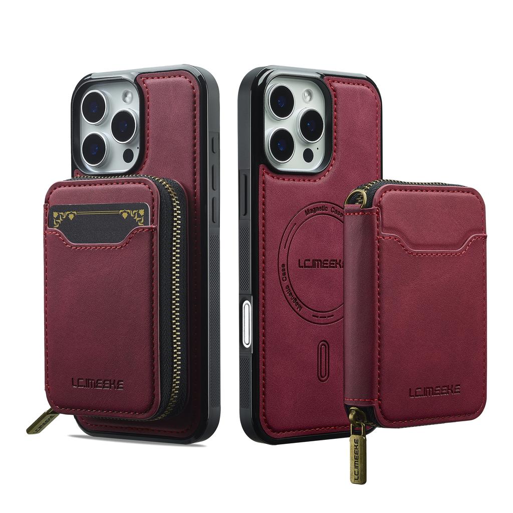2 In 1 Detachable Magnetic Zipper Card Solt Wallet Leather Case For iPhone 17 Pro Max 16  Plus 15 14 13 12 11 Purse Bag Cover