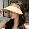 New oversized brim double-sided ice silk empty top Internet celebrity foldable storage sunscreen fashion hat sun hat shows small face