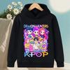 Korean KPop Devil Hunter Cartoon Girl Hooded Sweatshirt Warm Children's Wave Fashion Casual Top Casual Girls' Clothing