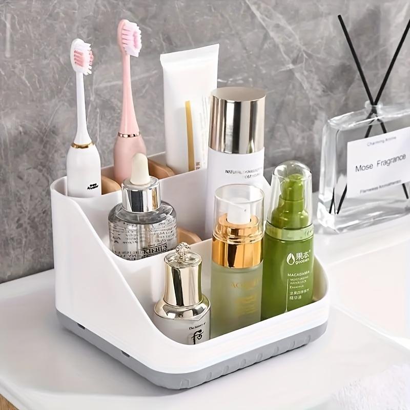 6-Compartment Plastic Toothbrush Holder Soap Dish Wall Mount Bathroom Organizer