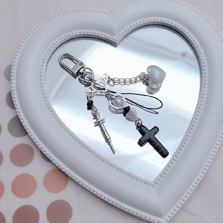 Cross Bowknot Angel Wing Charm Pendant Hanging Decoration for Keys Bag Purse