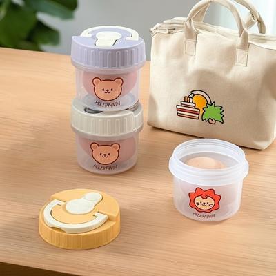 Mini Cute Plastic Egg Box Outdoor Portable Round Food Fresh-keeping Box With Handle Sealed Leak-proof Fruit Snack Container