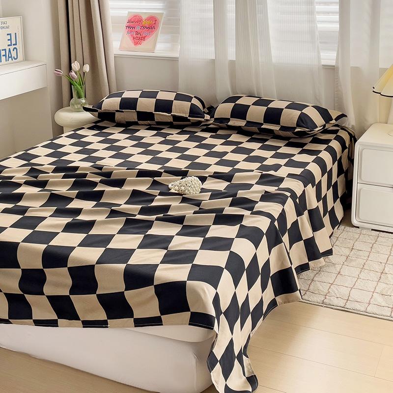 Bed Sheets Flat Printing Skin-friendly Washed Mattress Cover Comfortable Bedspread Twin Queen Full Size Durable Nordic Style