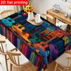 1pc Colorful Mexican-Themed Tablecloth - Festive Acoustic Guitar & Sombrero Design, Durable And Easy To Clean for Cinco De Mayo, Birthday Party Decora