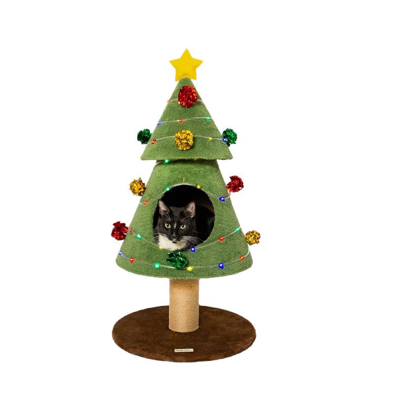 Christmas tree cat climbing frame cat litter integrated sisal cat scratching column resistant to scratching crumbs