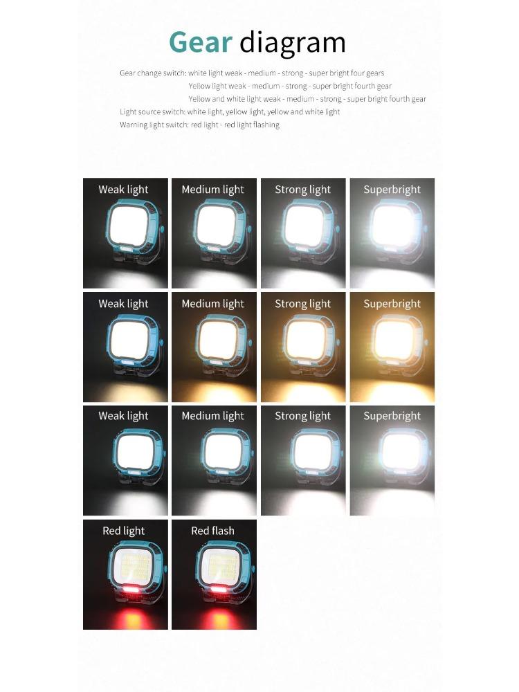 Portable LED Spotlight Lantern Strong Light Flashlight Outdoor Camping Fishing Emergency Rechargeable Magnetic Work Lamp W892
