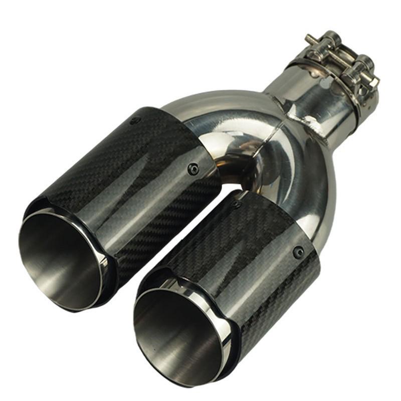 76mm Carbon Fiber Stainless Steel Dual Exhaust Tailpipe for BMW 3 Series