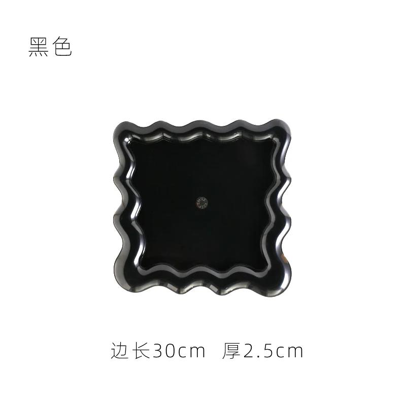Morden Wave Storage Tray Makeup Storage Plate Square Ripple Tray Jewelry Organization Deskstop Ornament Tea Table Decoration