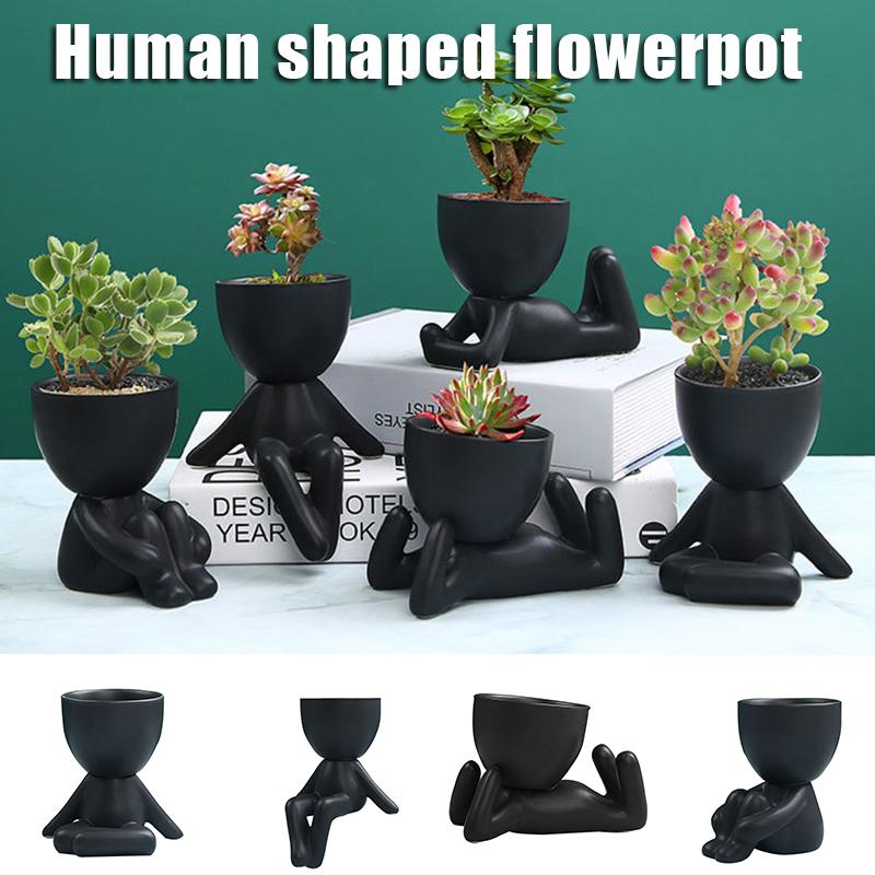 Mini-Family Flowerpot 1/5pcs Human Being Shape Ceramic Mini Desktop Pot for Succulents