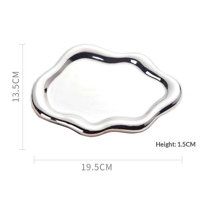 Simple Jewelry Storage Tray Creative Cloud Shapes Electroplated Jewelry Earrings Ring Display Desktop Dish For Women"