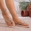 Women's Rhinestone Embellished Flip Flop Sandals Non Slip Sole Comfortable Footbed Lightweight Design Casual Summer Beach Shoes