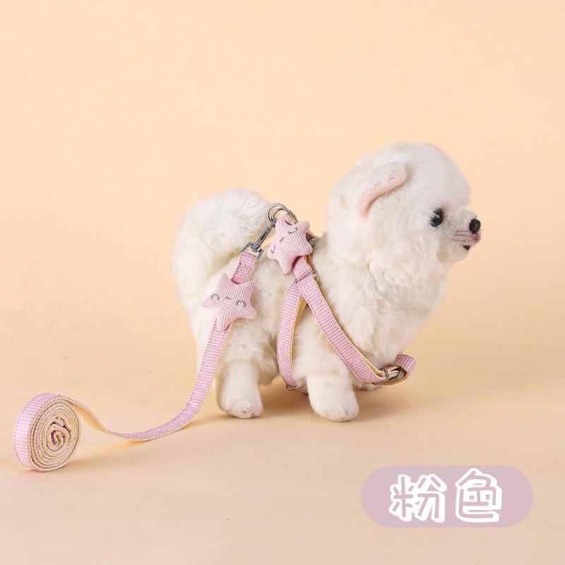 Dog leash, five - pointed star puppet, pet traction rope, checked cotton cloth, for small dogs, starfish - shaped dog rope