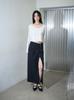 Nogtabeu Zipper Slim Long Skirt Black