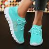 Fashion Spring Summer Breathable Knitted Sneakers Womens Plus Size Soft Sole Flats Shoes Woman Comfort Lace Up Platform Sports Shoes