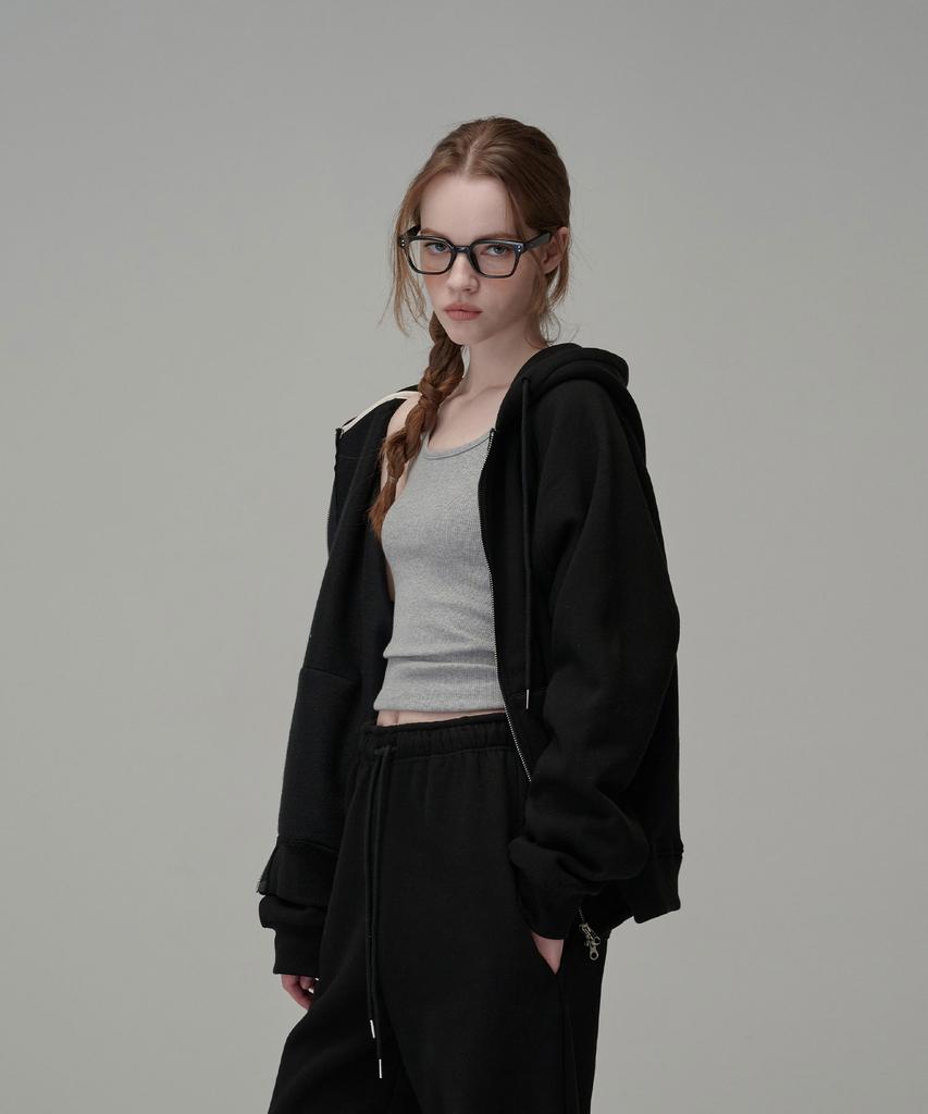 Oone Soft Cotton Hoodie Zip-Up_Black