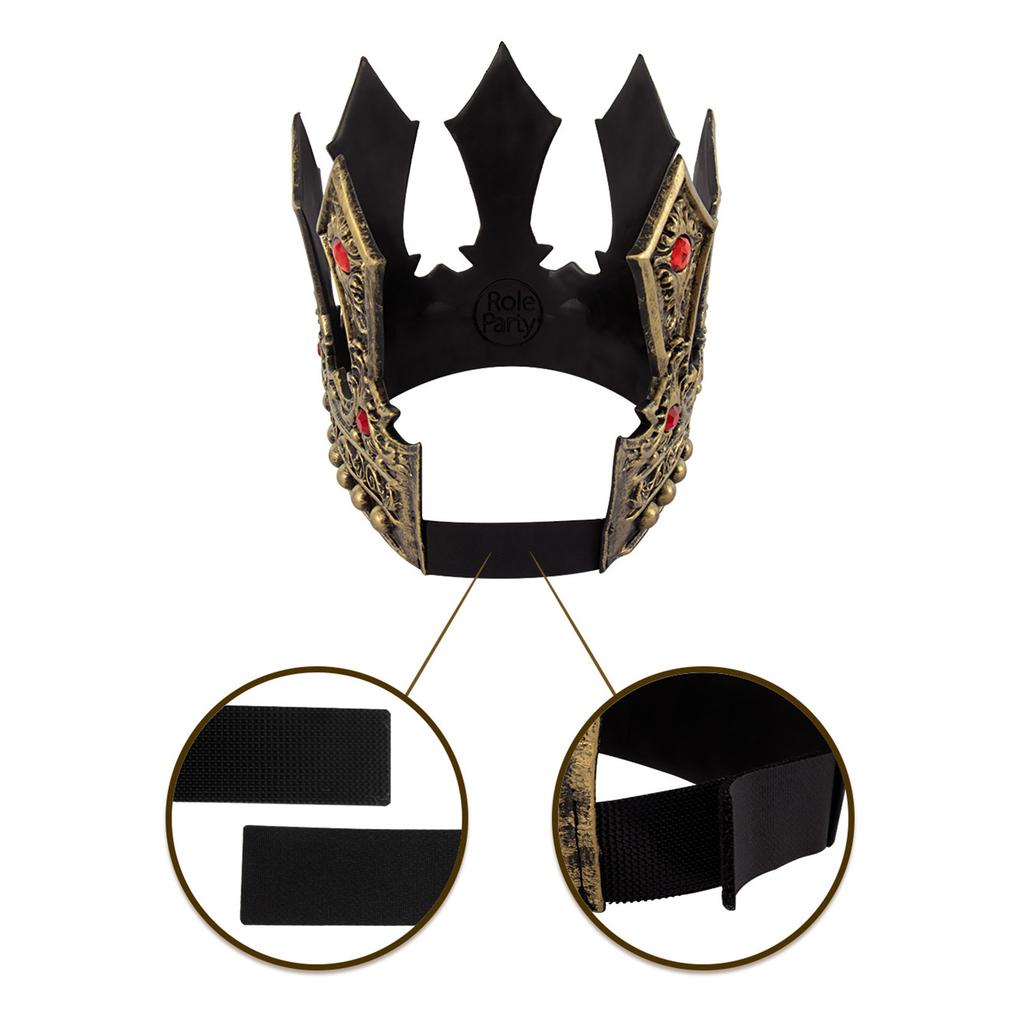 Vintage Luxury King Crown Cosplay Headpiece for Parties and Weddings Adjustable Size Props Crownpiece Roleplay Accessory