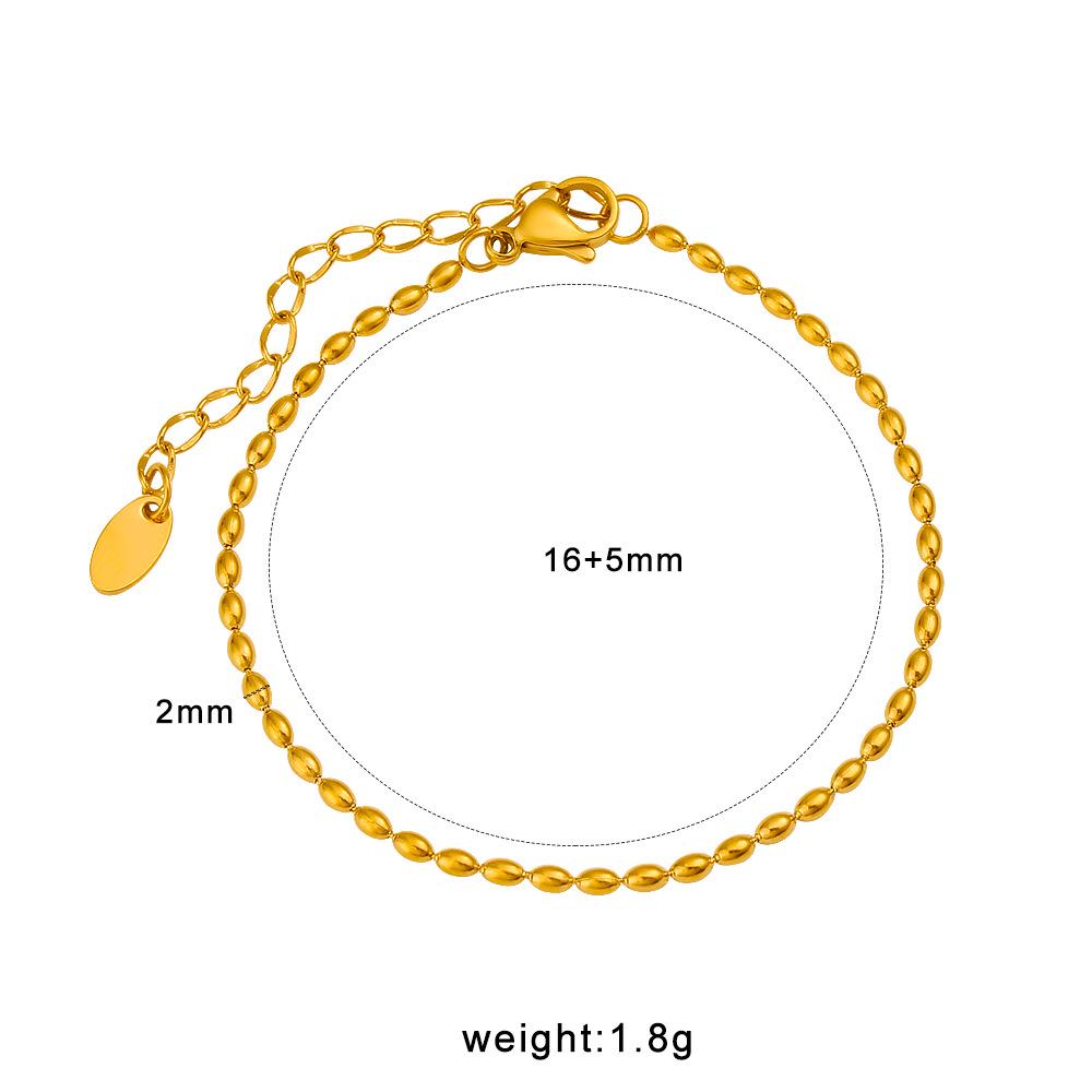 18k Gold-Plated Stainless Steel Rice Bead Bracelet: Simple, Elegant, High-End Design