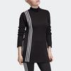 adidas Originals Three Stripes Knit Sweater Side Slit Round Neck Pullover Women Sweater Black FN2794