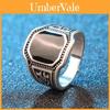 Elegant Fashion Jewelry Ring With Round Black Rhinestone And Curved Engraving For Men