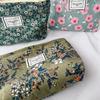 Organizzatore Pochette Trucco in Velluto a Coste Stampa Fiori Retrò Borsa Cosmetica Lavaggio Donna Viaggio Pochette Trucco Bellezza Toilette Custodie Portaoggetti