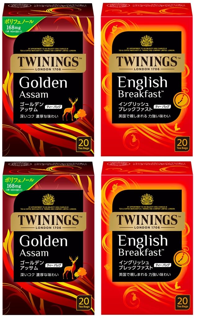 

Twinings Золотой Ассам x 2 Английский Завтрак x 2 Ассорти Набор упаковки 20 шт. и 20 шт. (80 всего) [Оптовая покупка]