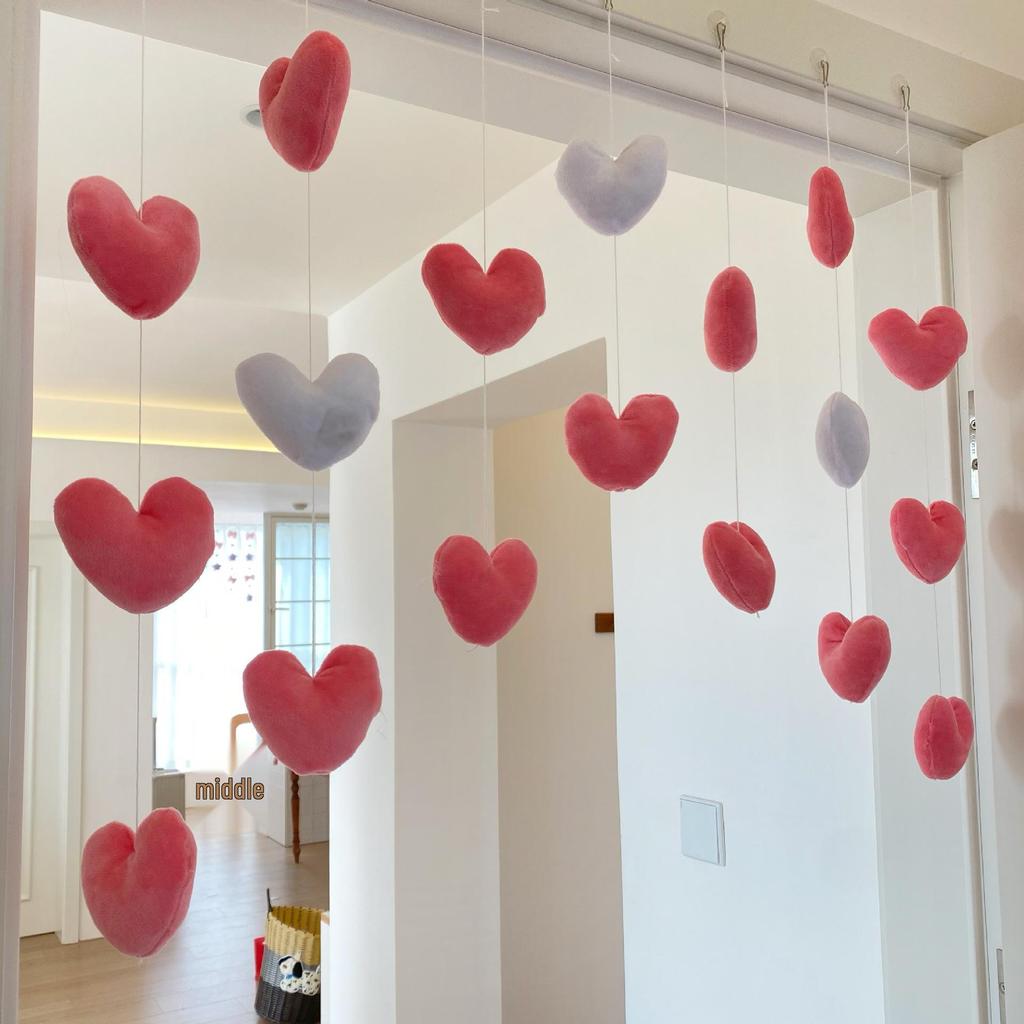 Cortina de Puerta Corazón Planeta Rosa – Adorno Colgante Lindo y Femenino, Decoración de Pared y Puerta Sin Taladro