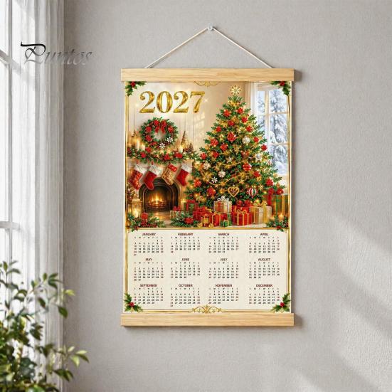 Decorative Daily Planner 2027 Faux Diamond Art Painting Wall Calendar, Jan. - Dec. Minimalist Decor 12 Monthly Planner, Canvas Artwork for Home