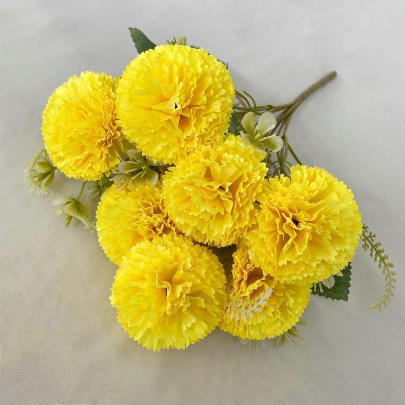 Silk Fabric 7branch Fulu Carnation Artificial Flower Bouquet For Wedding Decor And Photography