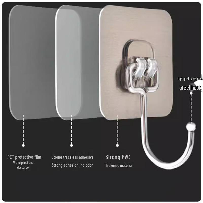 DEKEBAG Drill-Free Self-Adhesive Stainless Steel Hooks