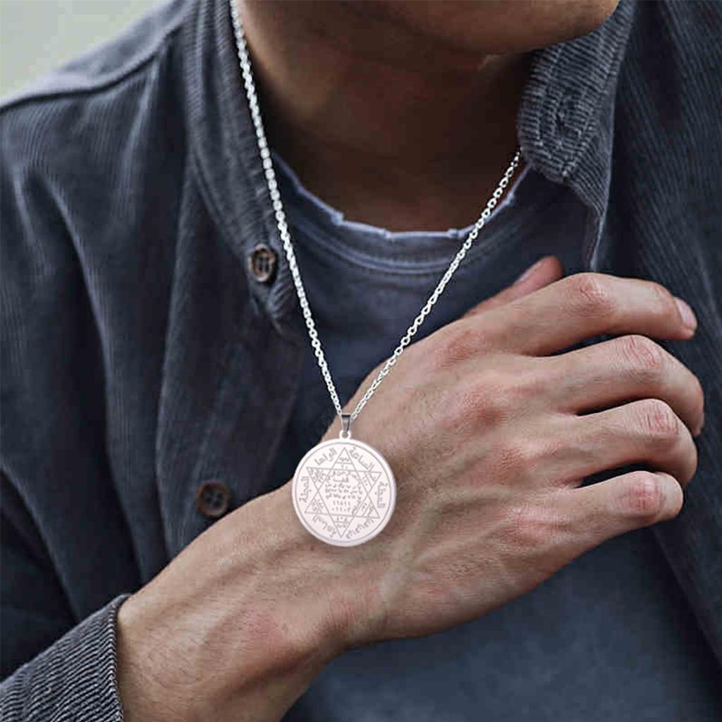 Solomon Seal Necklace Stainless Steel King Prophet Hexagram Star Pendant Necklaces Religious Protection Amulet Jewelry