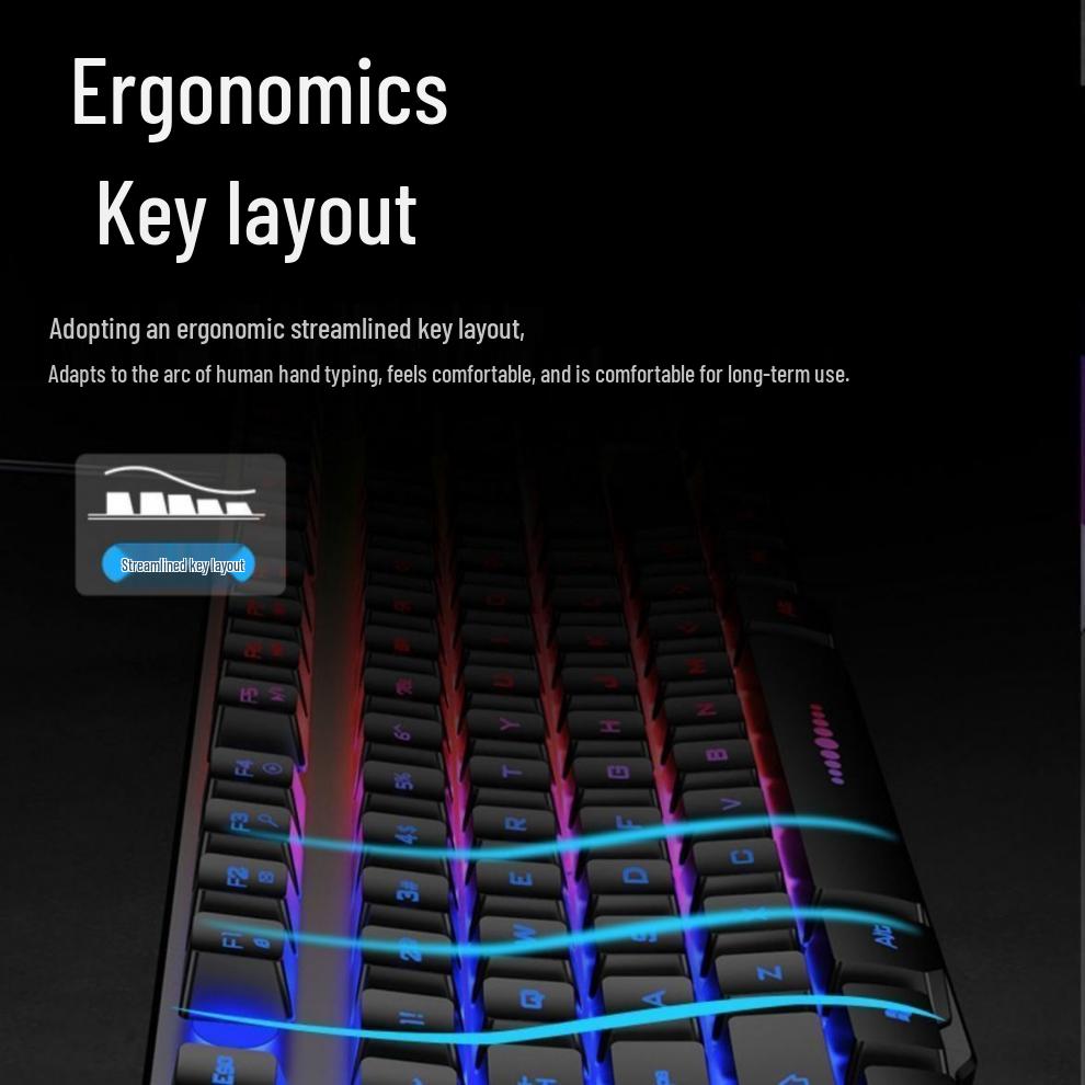 Gaming Style USB Keyboard and Mouse Set with Backlit Mechanical Feel for Desktop and Laptop