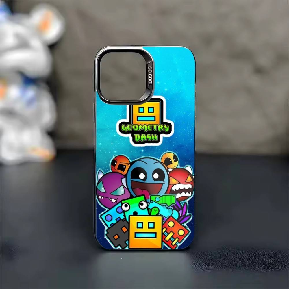 

G-Geometry Dash Game Phone Case For iPhone 17 16 15 14 13 12 11 Pro Max Plus Silver candy Matte Cover iPhone14Pro
