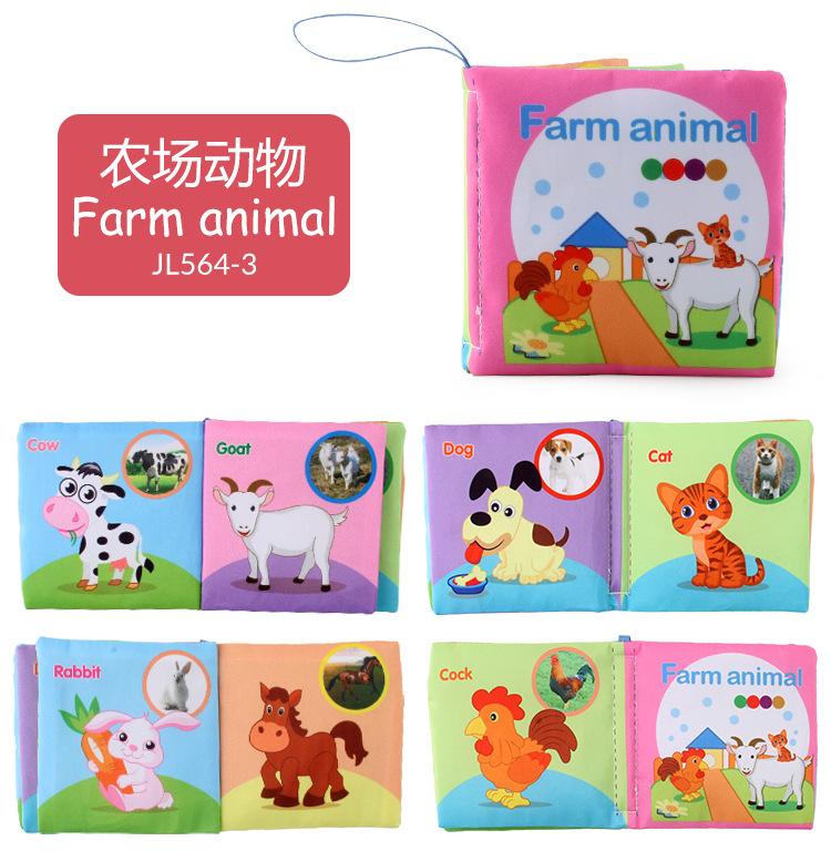 Baby Early education cloth book English animal vehicle cognitive Toys Children Montessori Multiple Types Soft Washable for KIDS