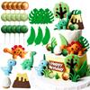 LaVenty Luxury Little Dinosaur Cake Decorations Dinosaur Cupcake Topper Green Rex Three Dino Cake Toppers for Birthday Supplies