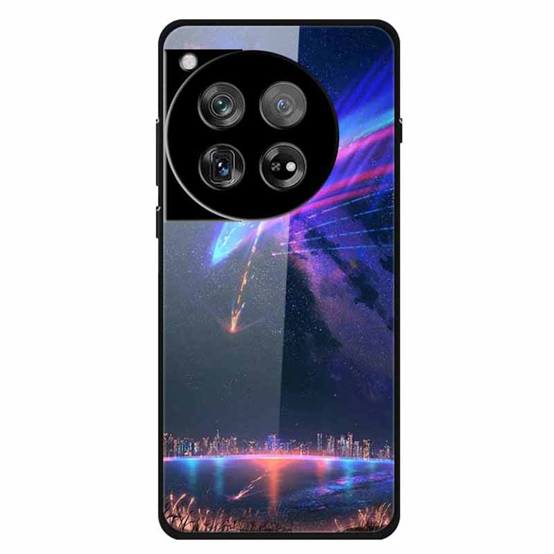 For OnePlus 12 5G Case Pattern Printing Tempered Glass Cell Phone Protection Cover