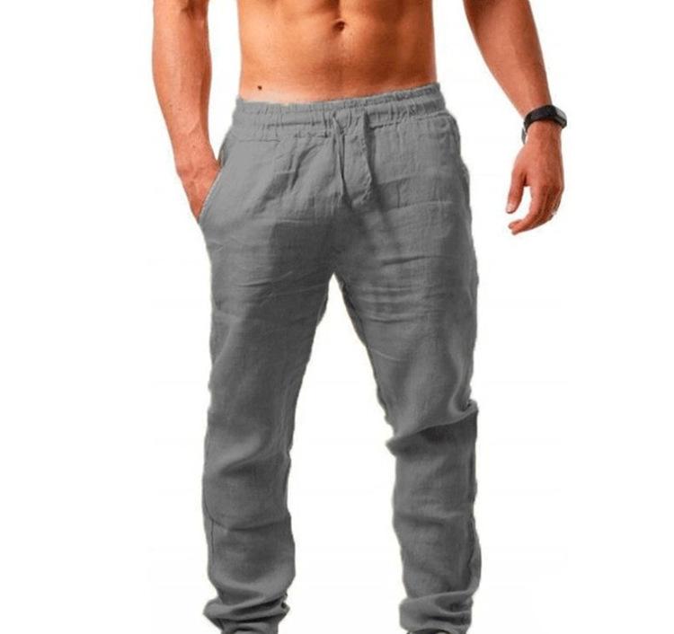 Men's Breathable Cotton and Linen Casual Trousers, Loose Casual Sports Trousers
