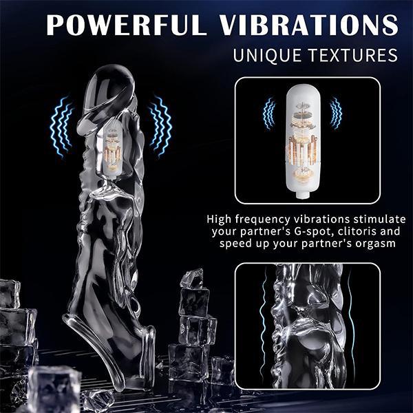 Penis Extend Sleeve Realistické dildo Kondomy Prodlužovač penisu Vibrátor Zpoždění ejakulace Mužské Dick Zvětšení Sexuální hračka pro dospělé Muže s delší výdrží