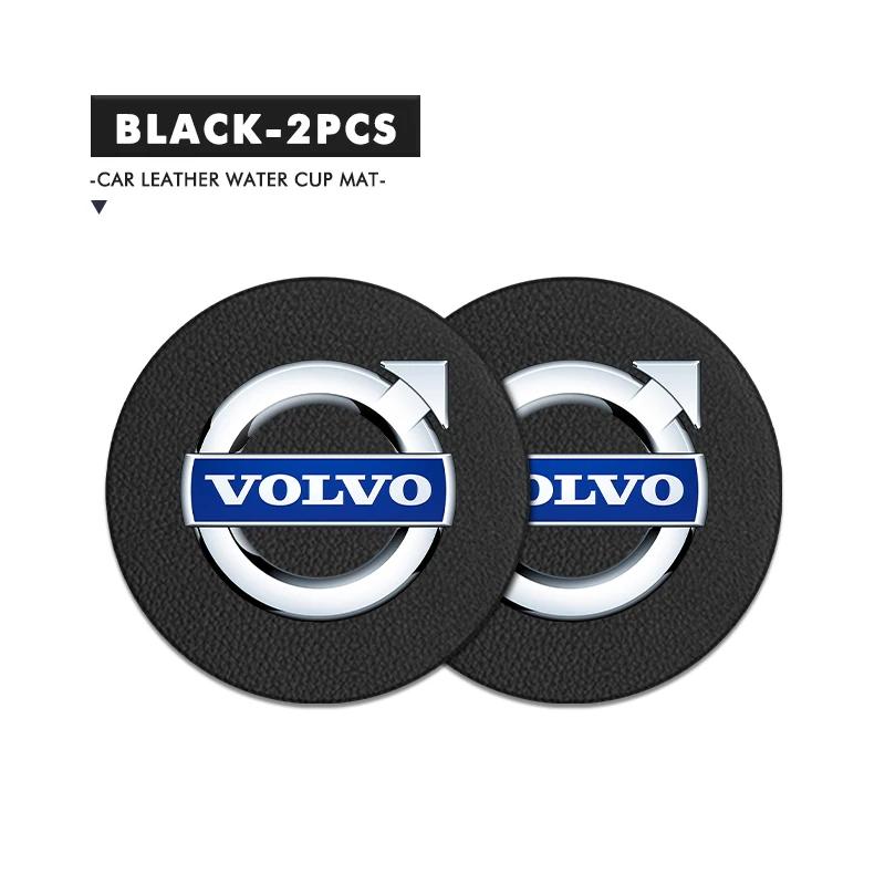 2pcs Car Cup Coaster High Quality Colorful Non Slip Pad Parts For Volvo AWD XC60 S40 XC40 XC90 C30 C70 S60 S80 S90 T6 V40 V50