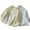Kids Long Sleeve Striped Button Down Shirt for Spring Summer