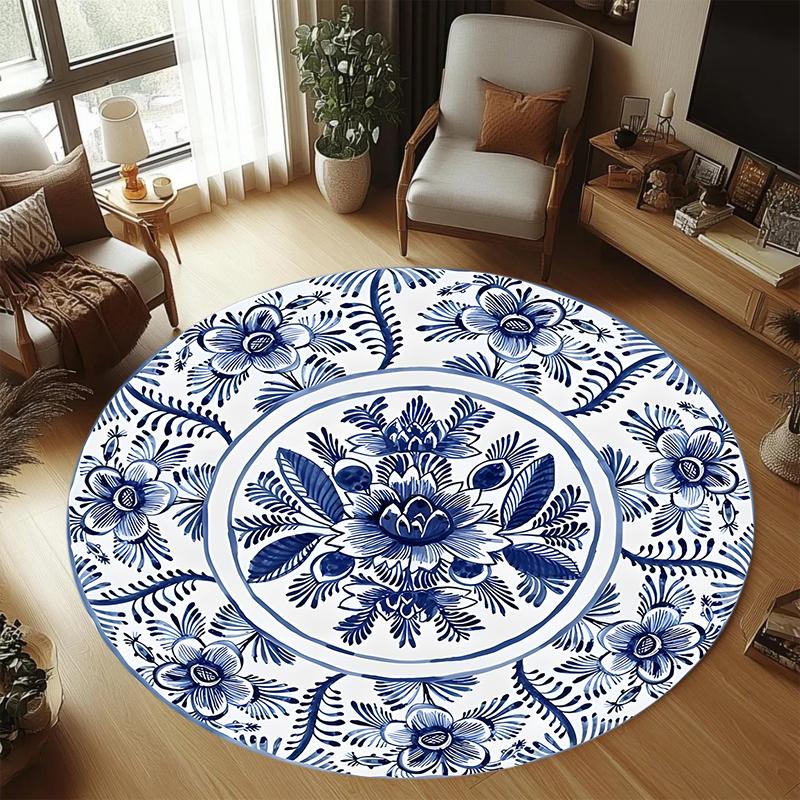 Blue White Porcelain Carpet Mat Rug Home Decoration Living Room Bedroom Floor Decor Vintage Chinese Style Non Slip Rugs